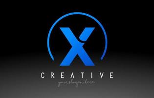 X Letter Logo Design with Black Blue Color. Cool Modern Icon Template. vector