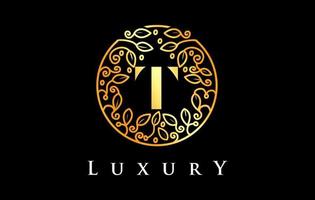 Golden T Letter Logo Luxury.Beauty Cosmetics Logo vector