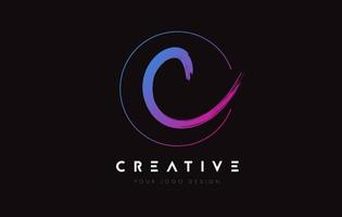 Creative Colorful C Brush Letter Logo Design. Artistic Handwritten Letters Logo Concept. vector