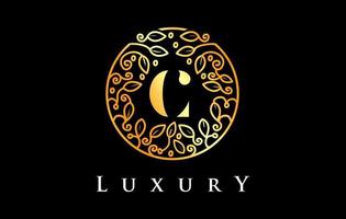 Golden C Letter Logo Luxury.Beauty Cosmetics Logo vector