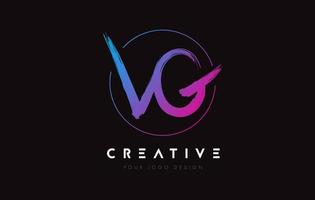Creative Colorful VG Brush Letter Logo Design. Artistic Handwritten Letters Logo Concept. vector