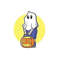 child wearing ghost costume vector illustration design