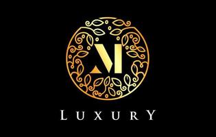 logotipo de la letra m dorada logotipo de cosméticos de lujo. belleza vector