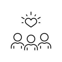 Employee Retention Work Care Line Icon. Customer Loyalty Program Outline Icon Heart Symbol. Customer Company Service Support Assistance Linear Pictogram. Editable Stroke. Isolated Vector Illustration.