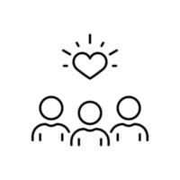 Employee Retention Work Care Line Icon. Customer Loyalty Program Outline Icon Heart Symbol. Customer Company Service Support Assistance Linear Pictogram. Editable Stroke. Isolated Vector Illustration.