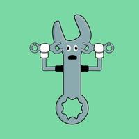 Cute spanner mascot holding two spanner tools of illustration vector