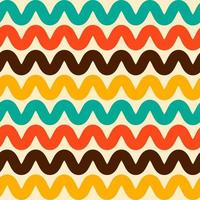 Seamless mid century modern wavy pattern on beige.  Colorful retro design for backdrop, textile, wrapping paper vector