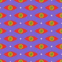 70s psychedelic trippy eye pattern. Groovy print for graphic tee in y2k style vector