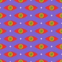 70s psychedelic trippy eye pattern. Groovy print for graphic tee in y2k style vector