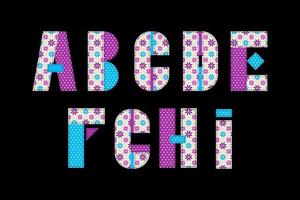 alfabeto inglés de mosaico colorido. letras de edredón aisladas para scrapbooking digital. vector