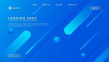 Modern geometric blue gradient landing page template vector