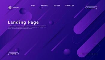 Modern geometric gradient landing page template design vector