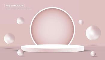 Realistic 3d podium pink with circle background vector