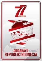 Indonesia independence day 17 august concept illustration.77 years Indonesia independence day vector