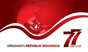 Indonesia independence day 17 august concept illustration.77 years Indonesia independence day vector