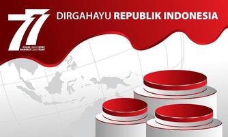 indonesia independence day sale banner social media template post with blank space podium for product sale with red and white background design vector