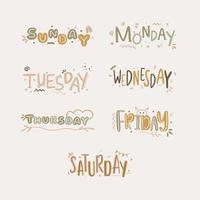 Days of the week in lettering. Monday, Tuesday, Wednesday, Thursday,  Friday, Saturday, Sunday. 13744520 Vector Art at Vecteezy