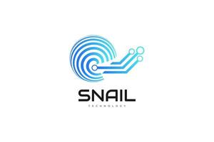 Blue Snail with Sphere or World Shell in Technology Concept. Modern Snail or Slug Logo Design, Suitable for Technology and Communication Logos vector