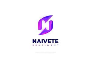 Modern Letter N Logo Design with Negative Space Style. Initial N Letter Logo or Icon in Purple Gradient Concept vector