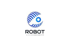 Robot Eye Logo with Blue Sphere Concept. World Logo with Eye, Suitable for Security, Technology, or Privacy App Logos vector