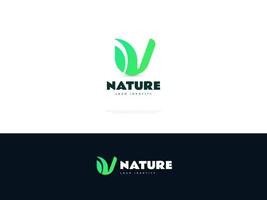 Letter U with Nature Leaf Logo Design. Initial U Logo or Icon with Nature Concept in Green Gradient. Vector Illustration