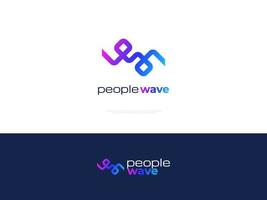 Colorful People Logo in Wave Style. People Beat Logo or Icon. Suitable for Teamwork, Health Care, Family, or Music Brand Logos vector