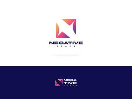 Letter N Logo Design with Negative Space. Abstract N Initial Logo or Icon in Colorful Gradient vector