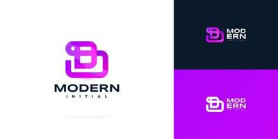 BD Monogram Logo Design in Modern Gradient Style. BD or DB Initial Logo in Purple Gradient Concept vector