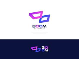 logotipo de la letra b con el concepto de burbuja de chat. diseño de logotipo de letra b moderno y abstracto en degradado azul y morado vector