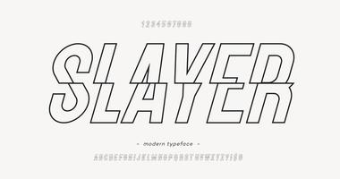 Vector slayer font slanted outline style
