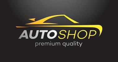 Auto shop vector logo isolated on black background