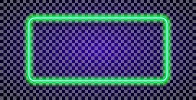 Neon rectangle vector frame green color