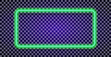 Neon rectangle vector frame green color