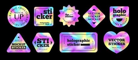 Holographic sticker vector set different shape