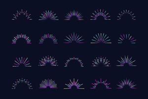 Sunburst vector set neon colorful style