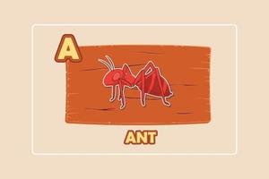 letra del alfabeto animal a. alfabeto inglés con un lindo concepto animal. ilustración vectorial