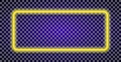 Neon rectangle vector frame on transparent