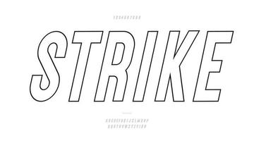 Vector strike font slanted style modern typography