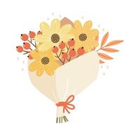 Autumn bouquet with rowan branches and leaves. vector