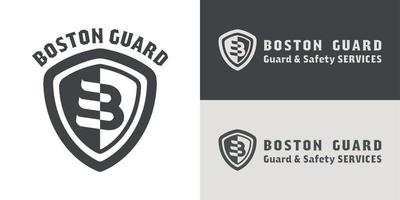 security and services guard logo with shield icon and b alphabet logo