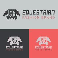 equestriqn logotipo de salto de caballo marca de moda de equitación logotipo de cabeza de caballo vector