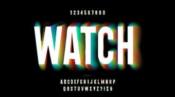 Vector watch color font 3d style modern typography