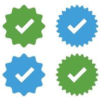 Blue verified badge icon vector. Tick, check mark sign symbol of social  media profile 14029612 Vector Art at Vecteezy