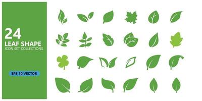 24 sets of leaf icons. EP10 Style vector. Leaf symbols that can be used for logos, medical, pharmaceutical, health, botanical and nature icons. Editable graphic design elements vector