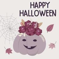 calabaza de halloween con tela de araña vector