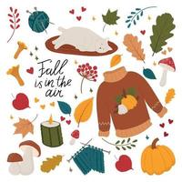 A large set of elements for a cozy autumn vector