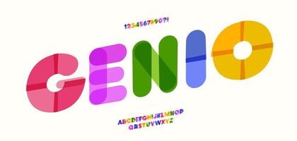 Vector font trendy color typography style