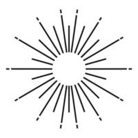 Sunburst black color line isolated vector