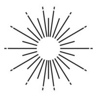 Sunburst black color line isolated vector