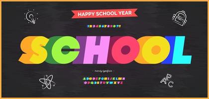 School font 3d bold colorful style modern typography vector